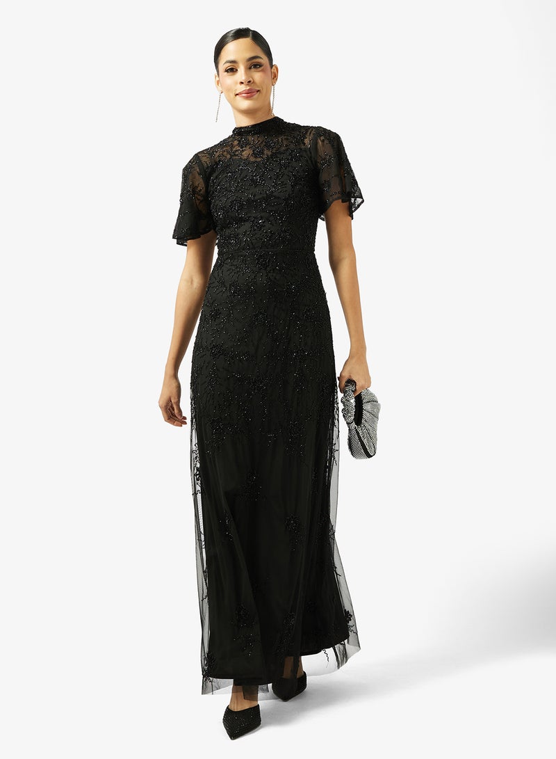 بيوت فستان ماكسي مزين بياقة دائرية - Image 4